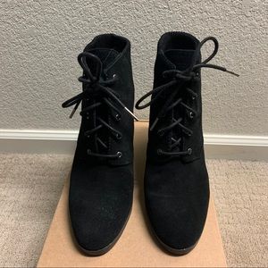 Michael Kors black suede wedge booties.